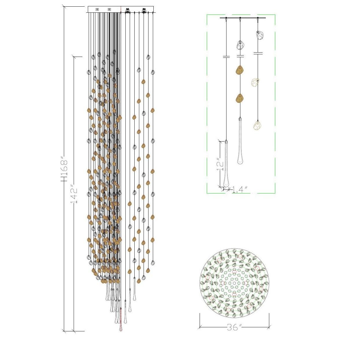Rainfall Glass Gem Stone Chandelier - fovolighting