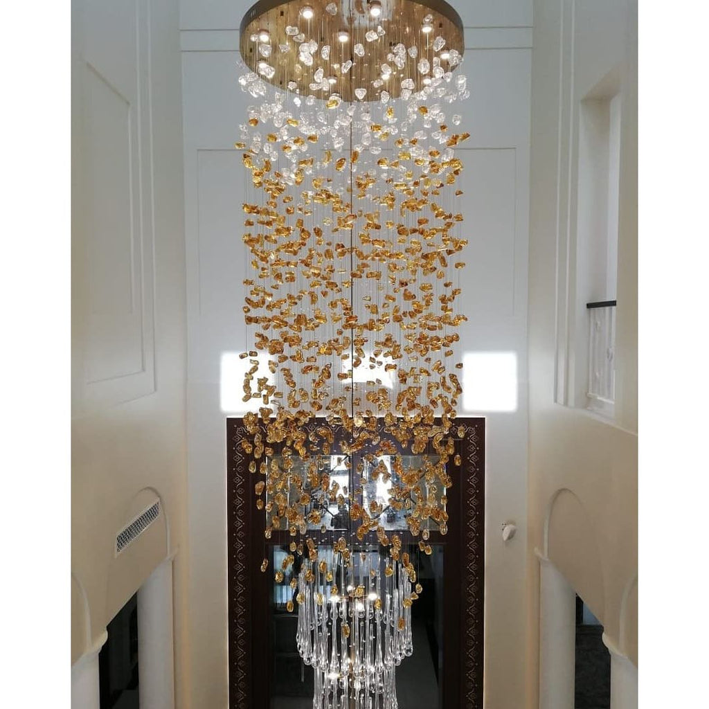 Rainfall Glass Gem Stone Chandelier - fovolighting