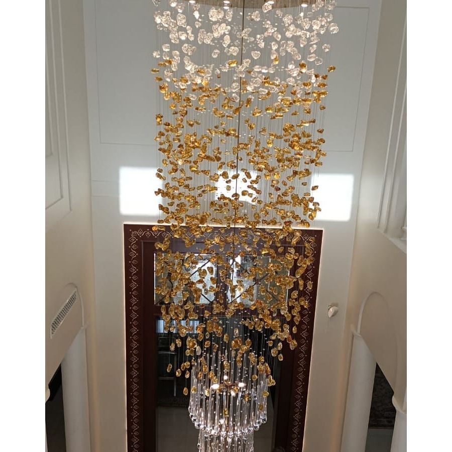 Rainfall Glass Gem Stone Chandelier - fovolighting