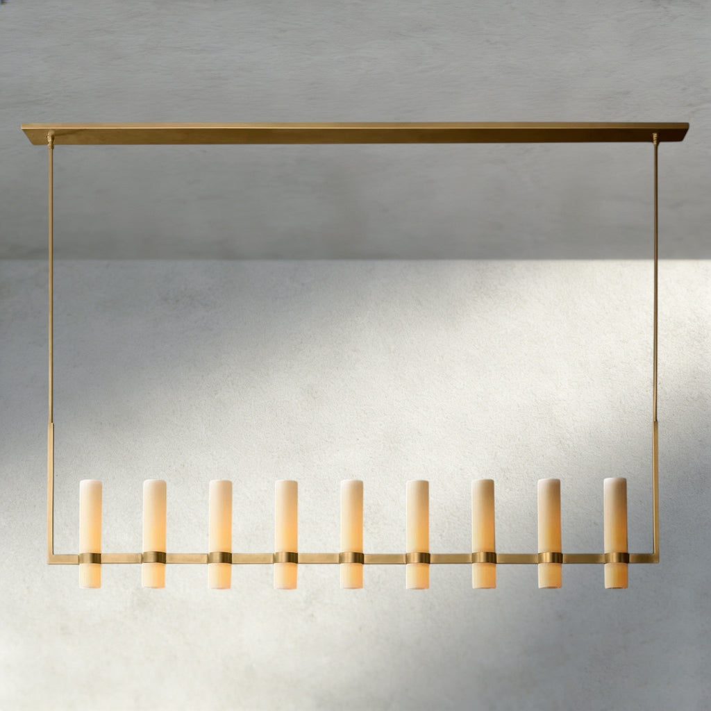 Ravay Linear Milk Glass Chandelier 59", 71" - fovolighting