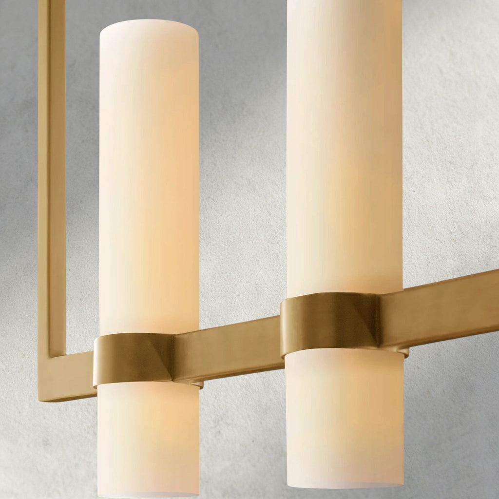 Ravay Linear Milk Glass Chandelier 59", 71" - fovolighting