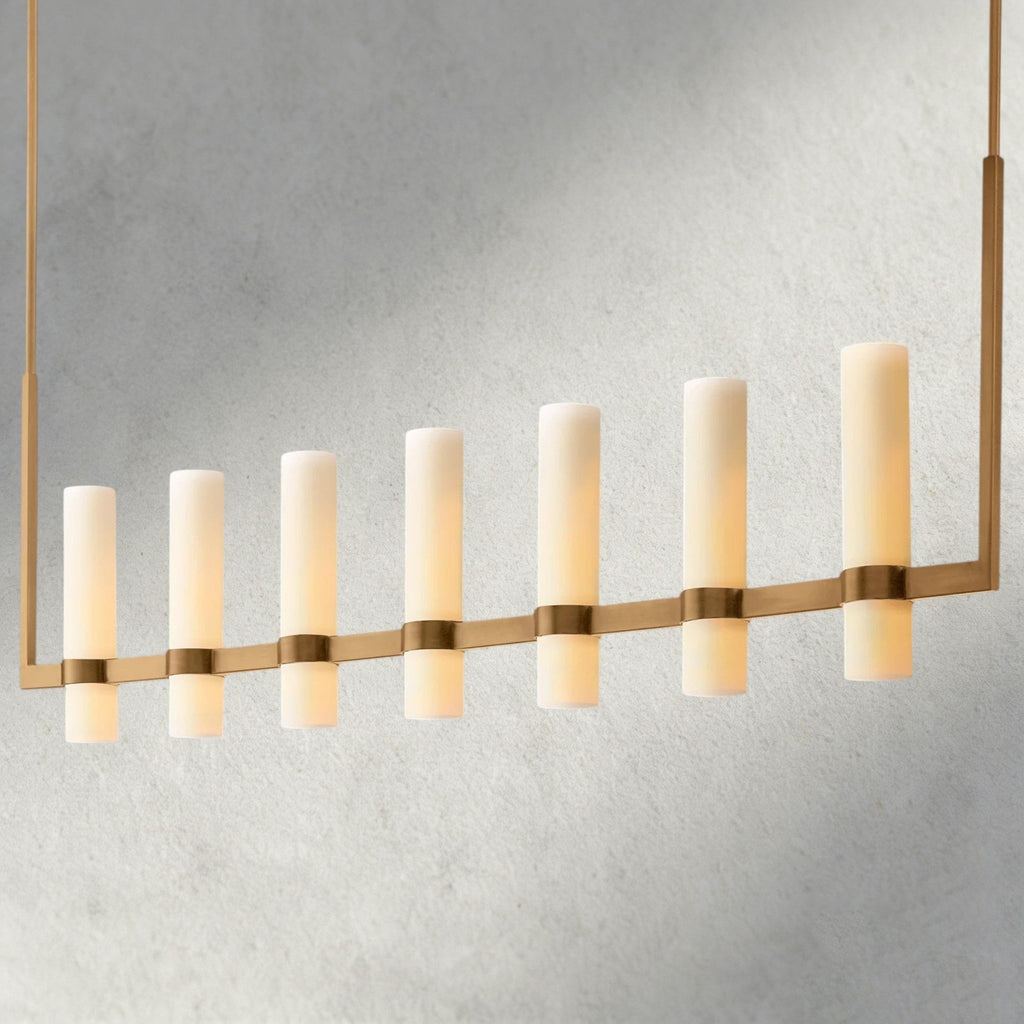 Ravay Linear Milk Glass Chandelier 59", 71" - fovolighting
