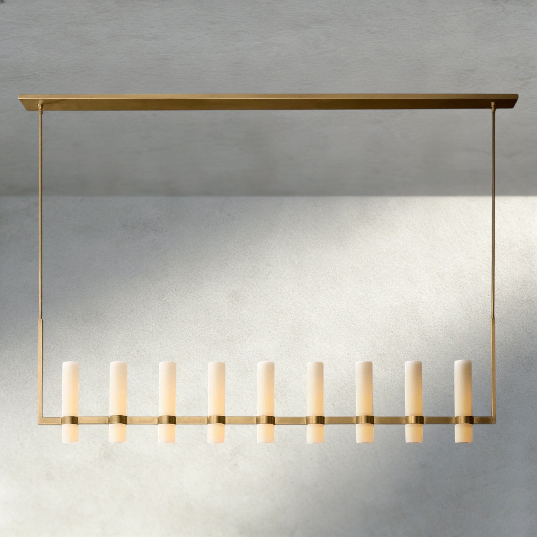 Ravay Linear Milk Glass Chandelier 59", 71" - fovolighting
