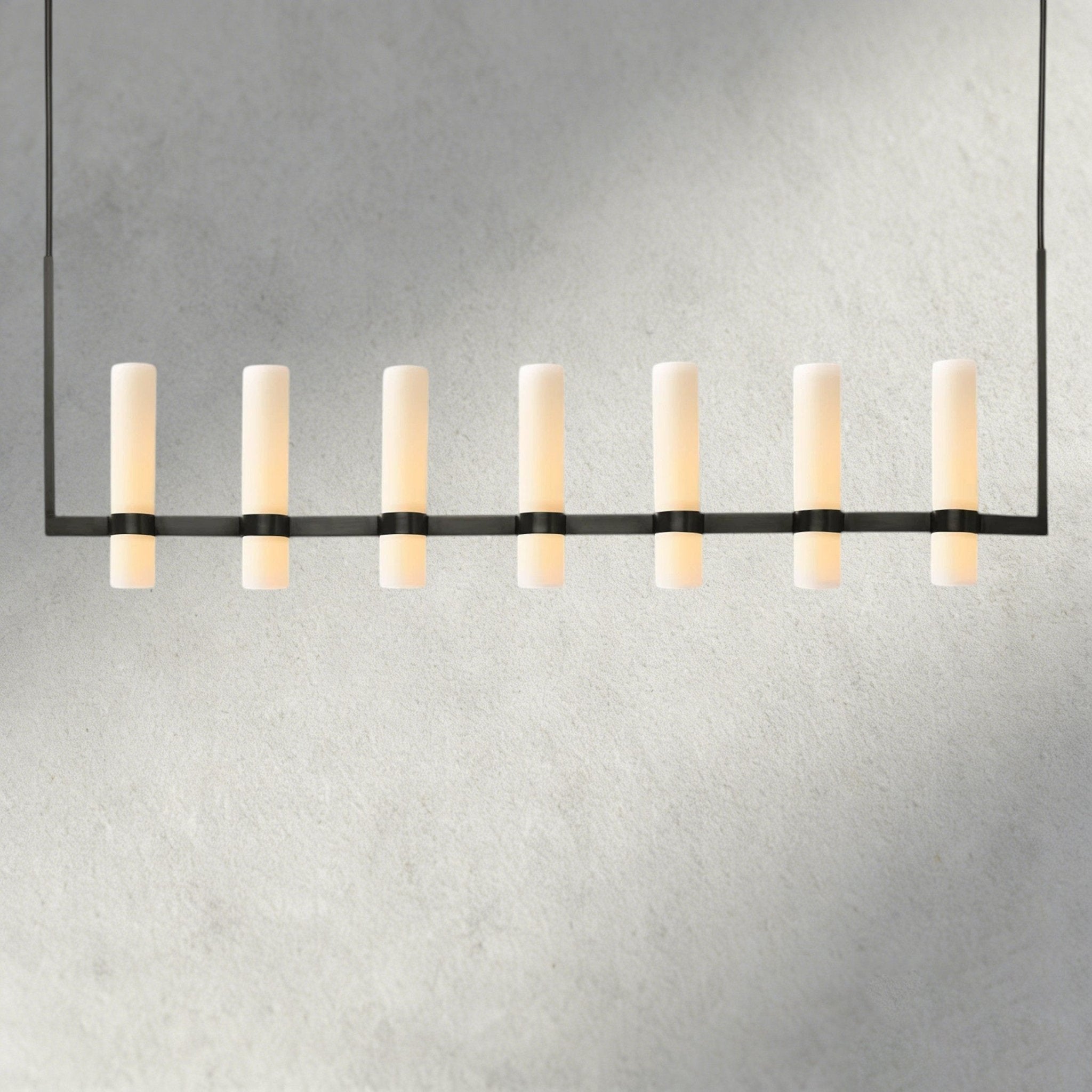 Ravay Linear Milk Glass Chandelier 59", 71" - fovolighting