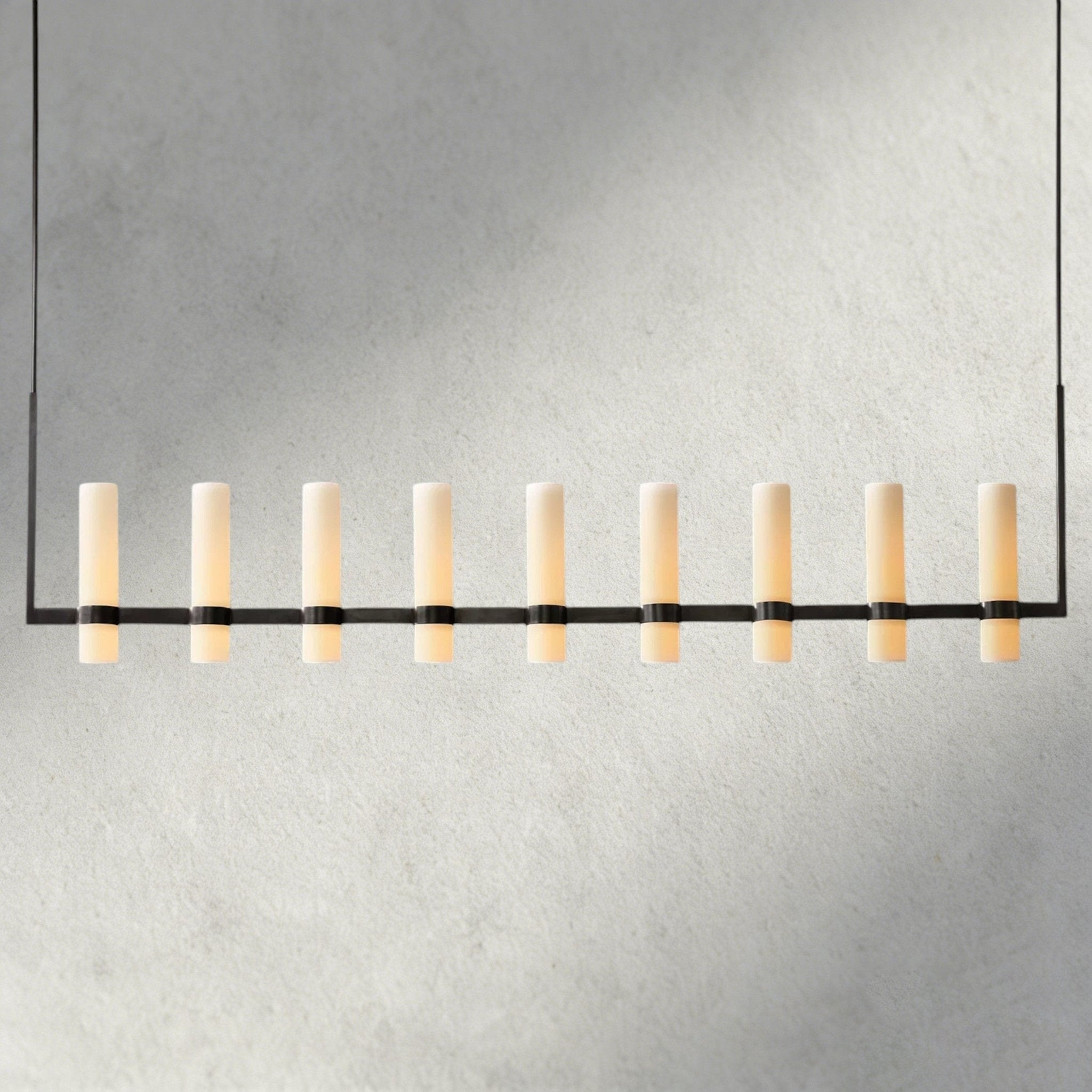 Ravay Linear Milk Glass Chandelier 59", 71" - fovolighting