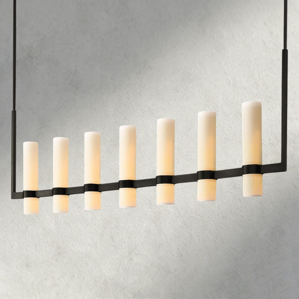 Ravay Linear Milk Glass Chandelier 59", 71" - fovolighting