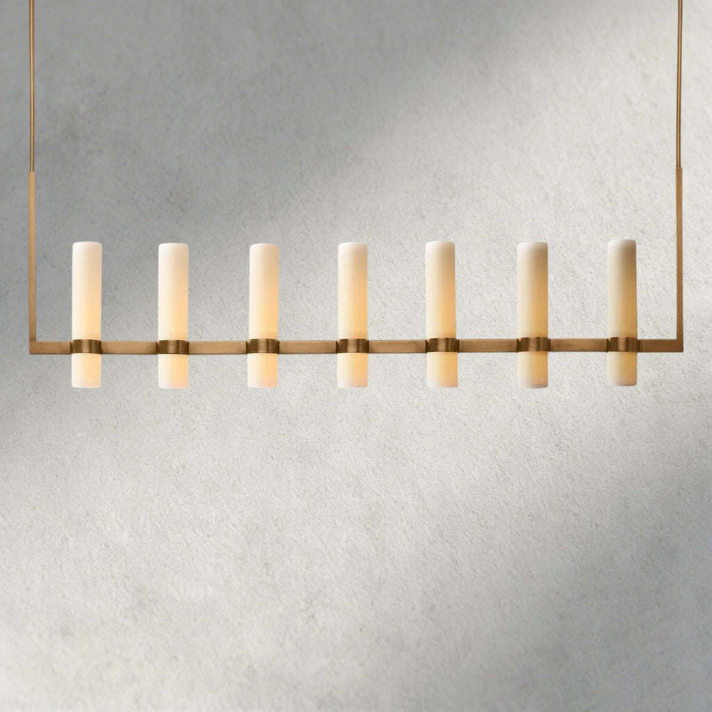 Ravay Linear Milk Glass Chandelier 59", 71" - fovolighting