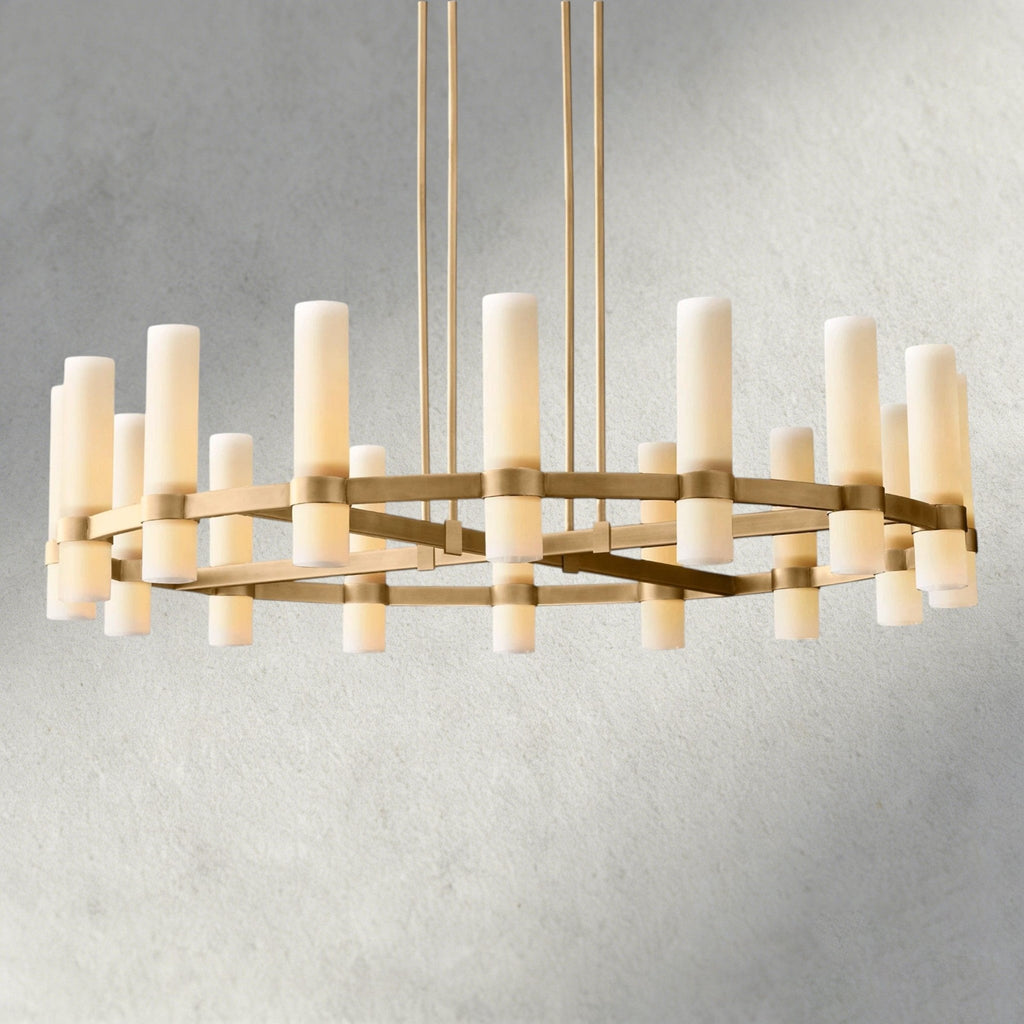 Ravay Round Milk Glass Chandelier 36", 48", 60" - fovolighting