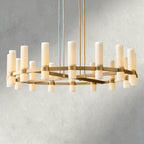 Ravay Round Milk Glass Chandelier 36", 48", 60" - fovolighting