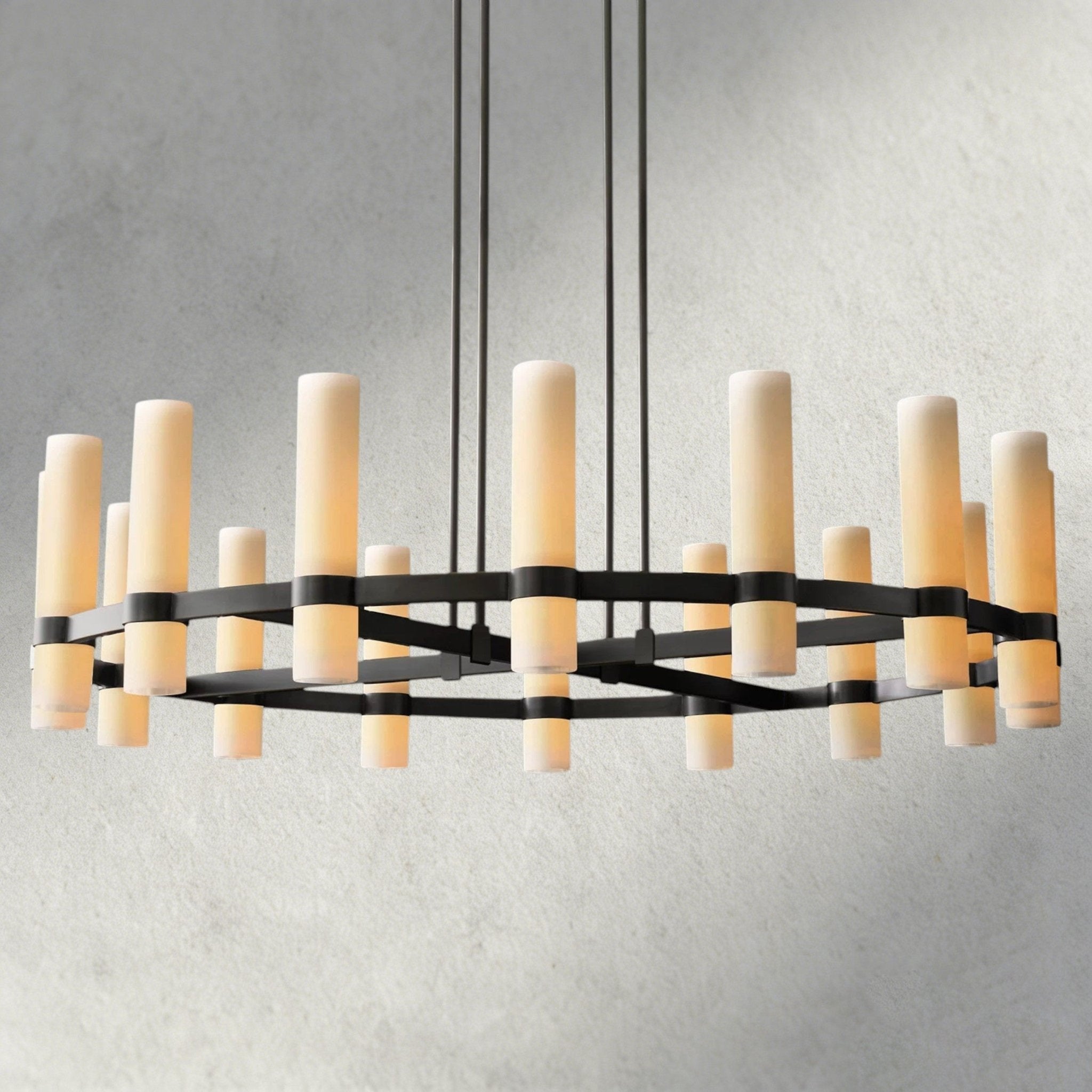 Ravay Round Milk Glass Chandelier 36", 48", 60" - fovolighting