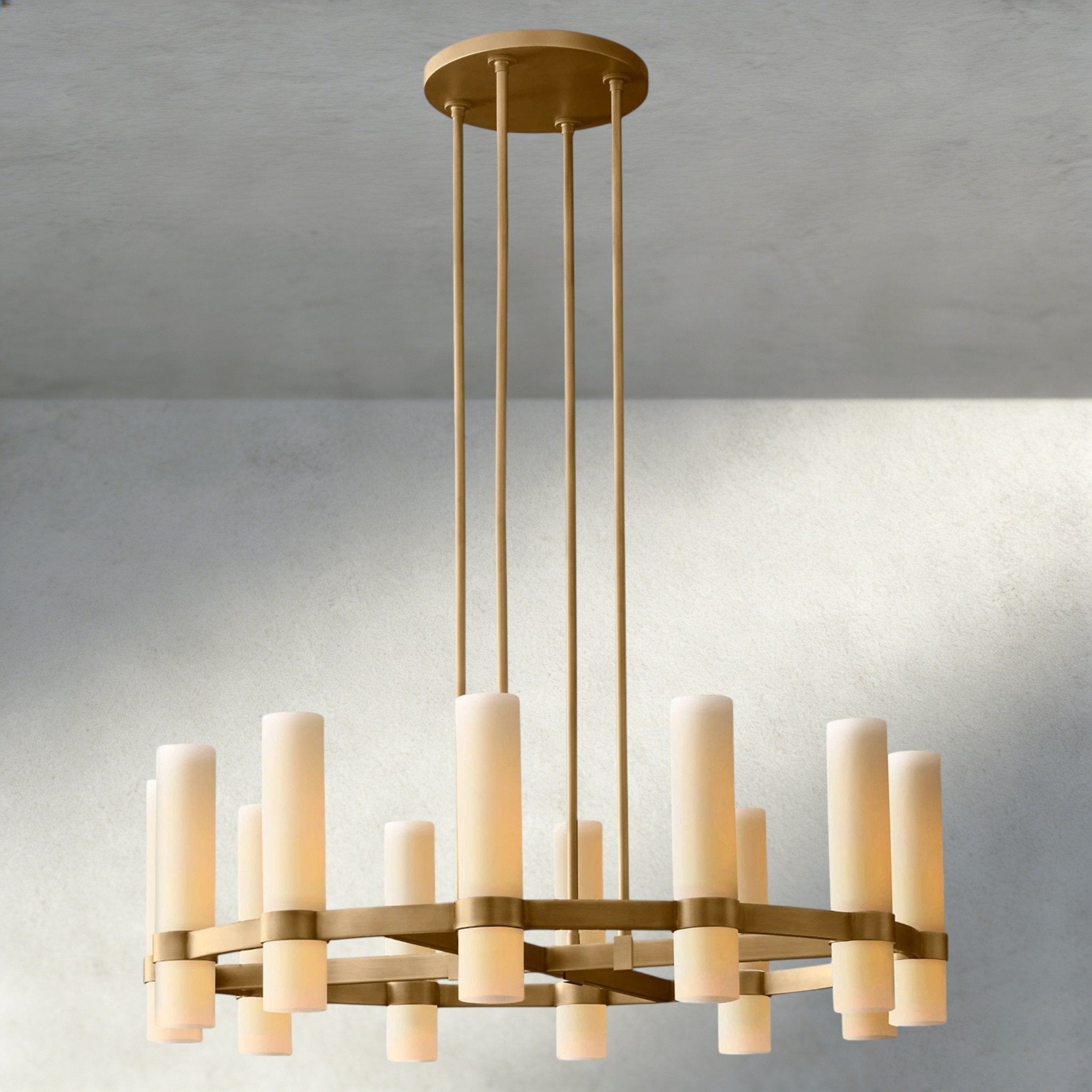 Ravay Round Milk Glass Chandelier 36", 48", 60" - fovolighting