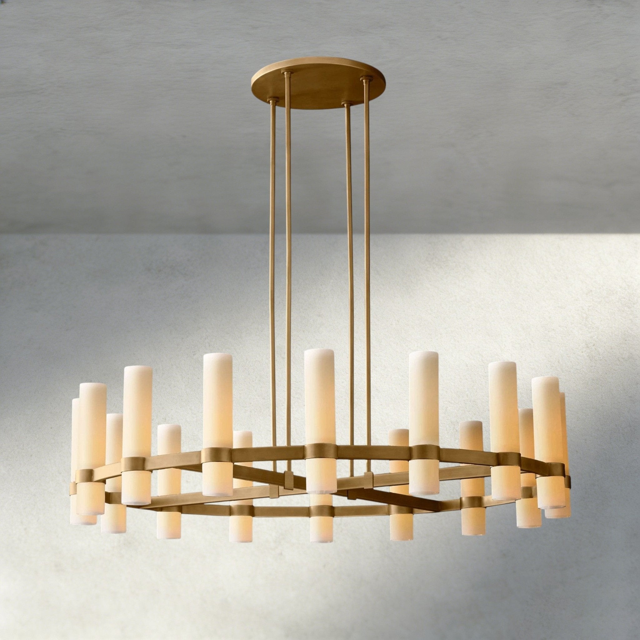 Ravay Round Milk Glass Chandelier 36", 48", 60" - fovolighting