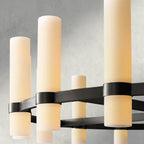 Ravay Round Milk Glass Chandelier 36", 48", 60" - fovolighting