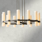 Ravay Round Milk Glass Chandelier 36", 48", 60" - fovolighting