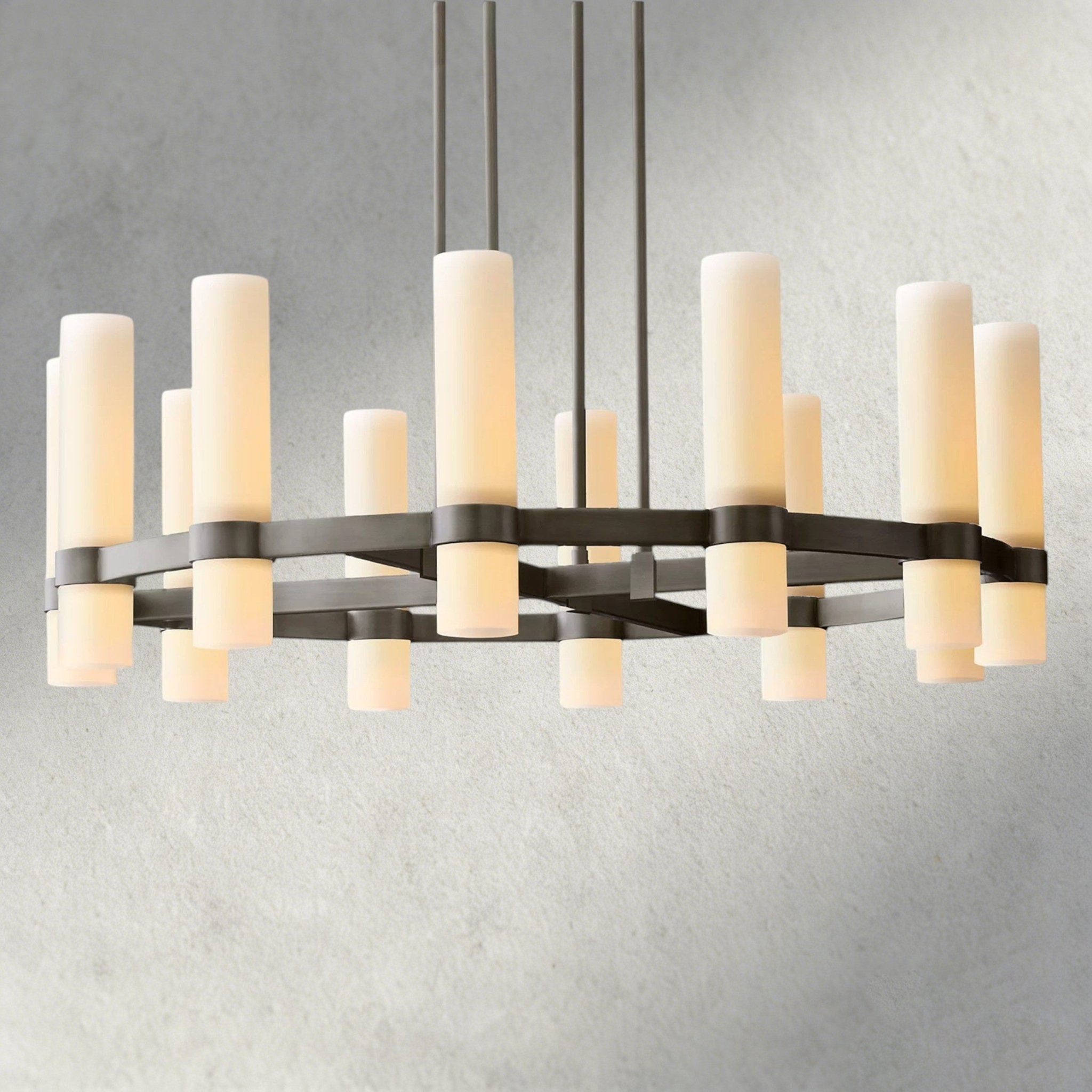 Ravay Round Milk Glass Chandelier 36", 48", 60" - fovolighting