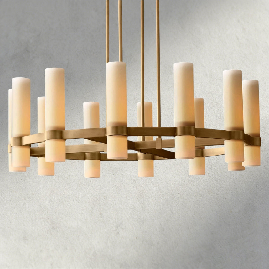 Ravay Round Milk Glass Chandelier 36", 48", 60" - fovolighting