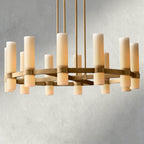 Ravay Round Milk Glass Chandelier 36", 48", 60" - fovolighting