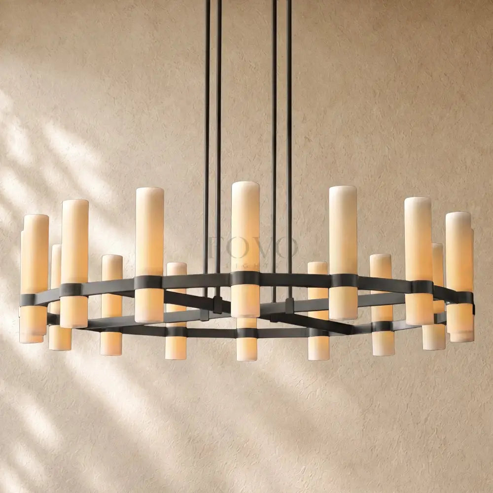Ravella Round Milk Glass Chandelier