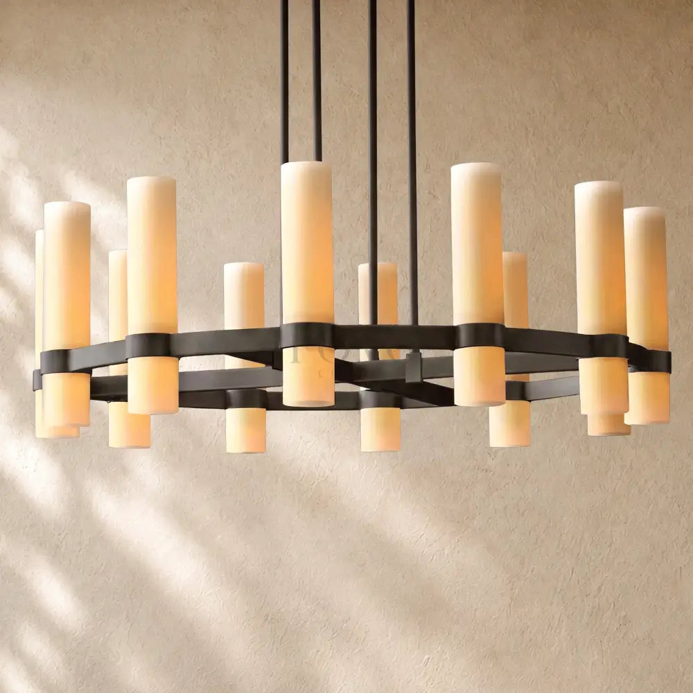 Ravella Round Milk Glass Chandelier
