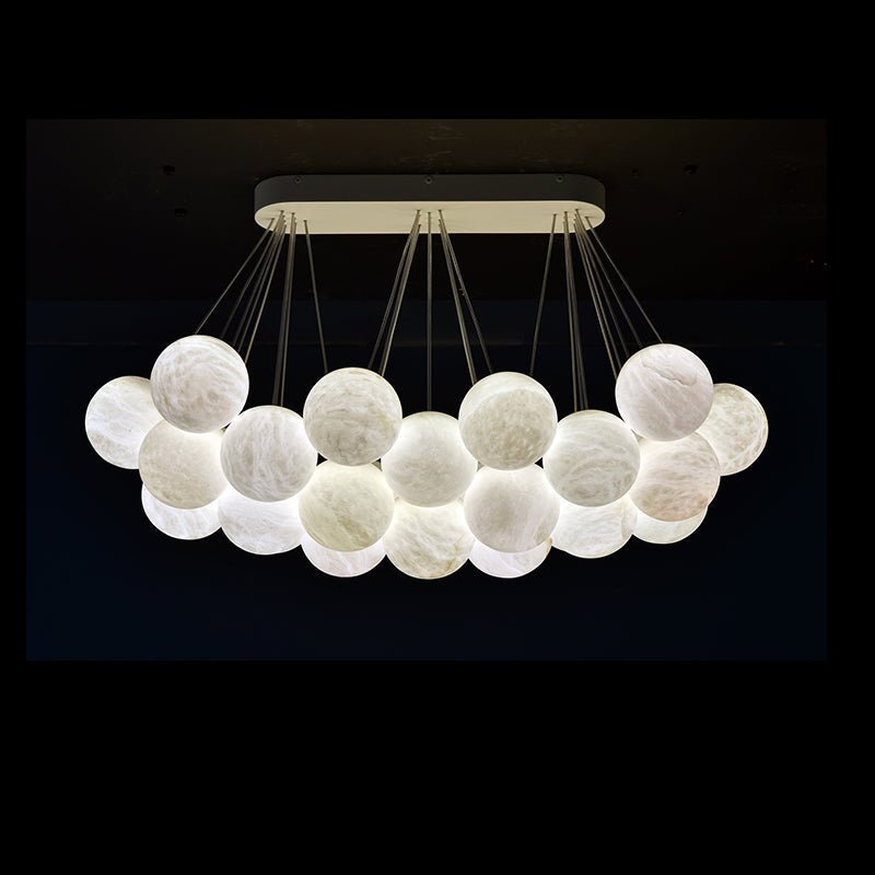 Rectangular Chandelier Alabaster Ball Chandelier - fovolighting