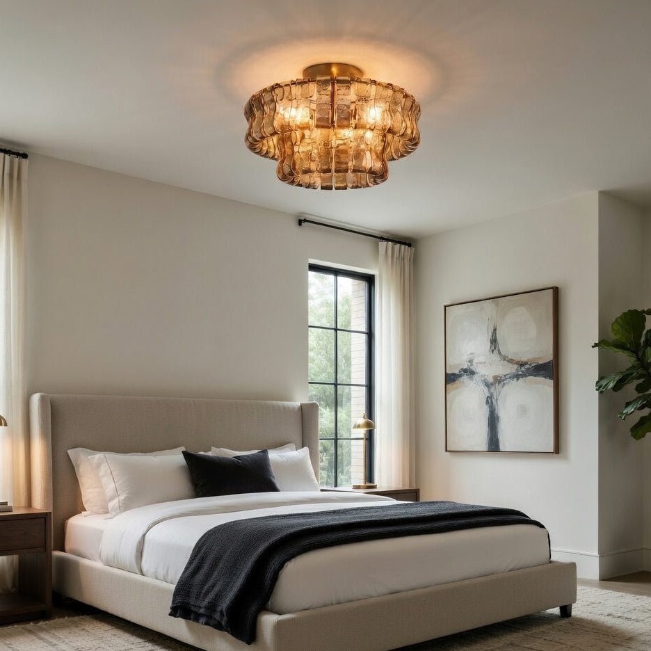 Riviera 20" Smoke Glass Flush Mount Chandelier - fovolighting