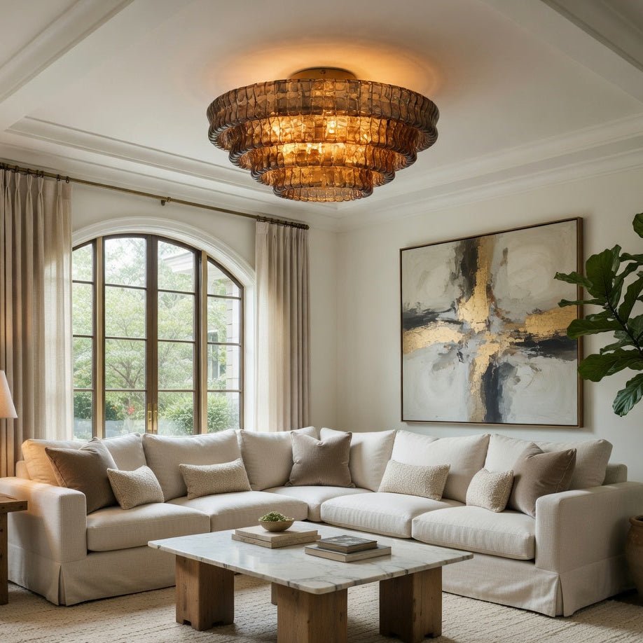 Riviera 35" Smoke Glass Flush Mount handelier - fovolighting