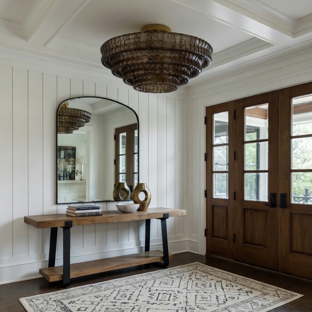 Riviera 35" Smoke Glass Flush Mount handelier - fovolighting