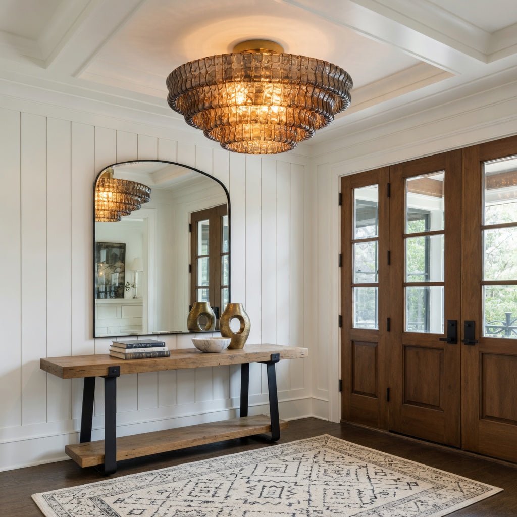Riviera 35" Smoke Glass Flush Mount handelier - fovolighting