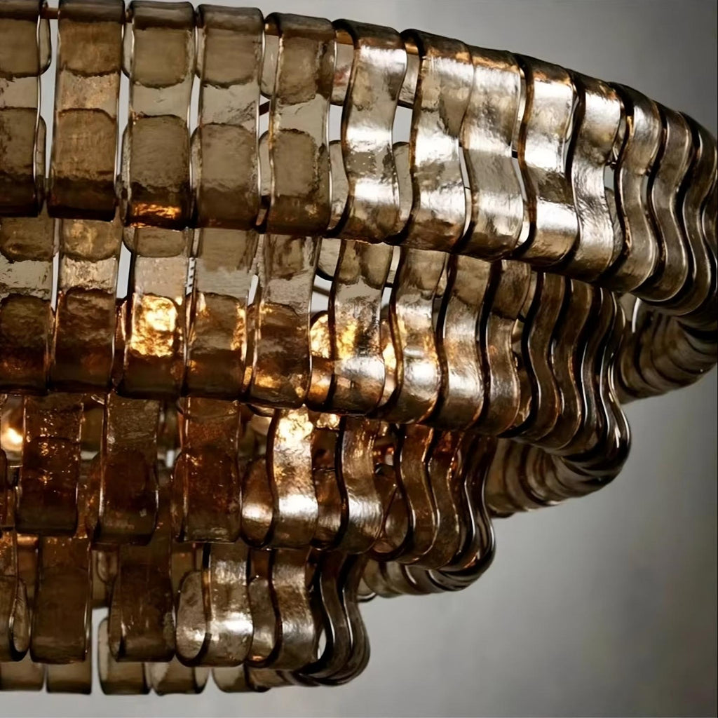Riviera 35" Smoke Glass Flush Mount handelier - fovolighting