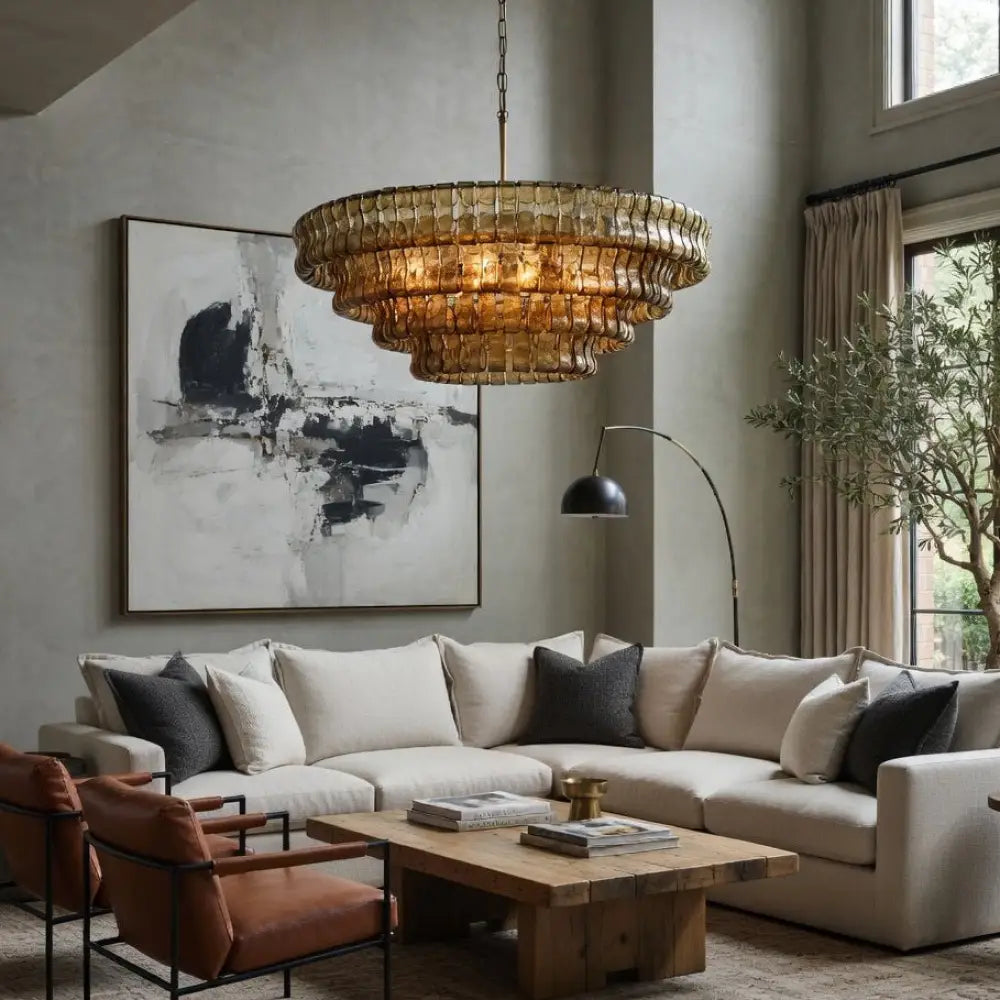 Riviera Smoked Glass Modern Chandelier - fovolighting