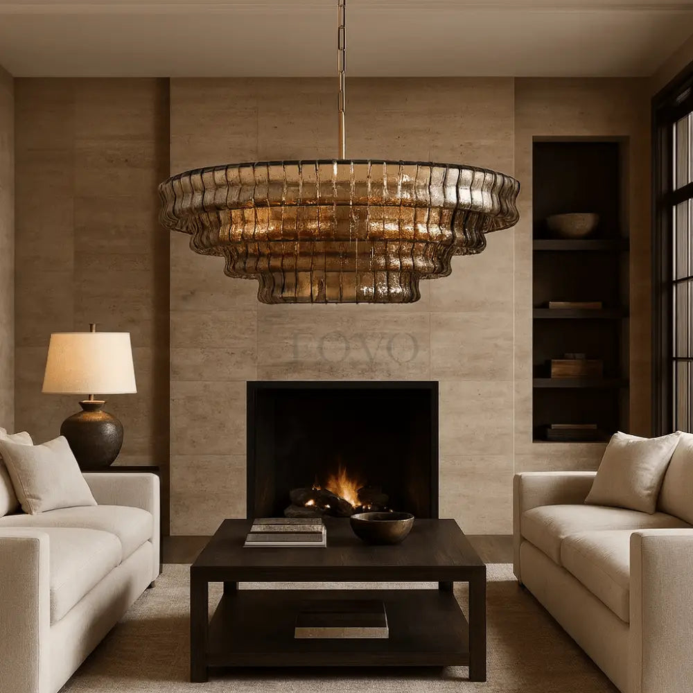 Riviera Smoked Glass Modern Chandelier - fovolighting