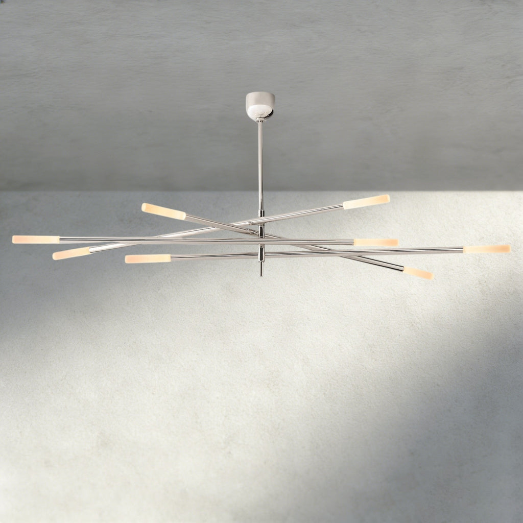 Roasi 8 - Light Mobile Etched Rod Chandelier 65", 80" - fovolighting