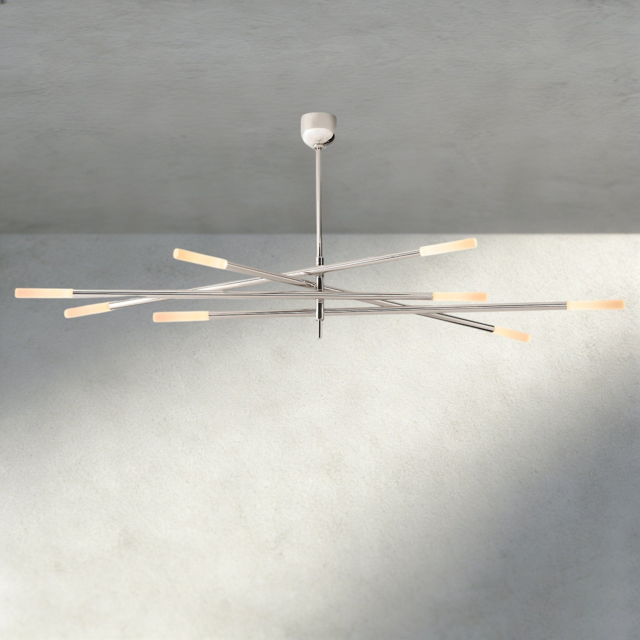 Roasi 8 - Light Mobile Etched Rod Chandelier 65", 80" - fovolighting