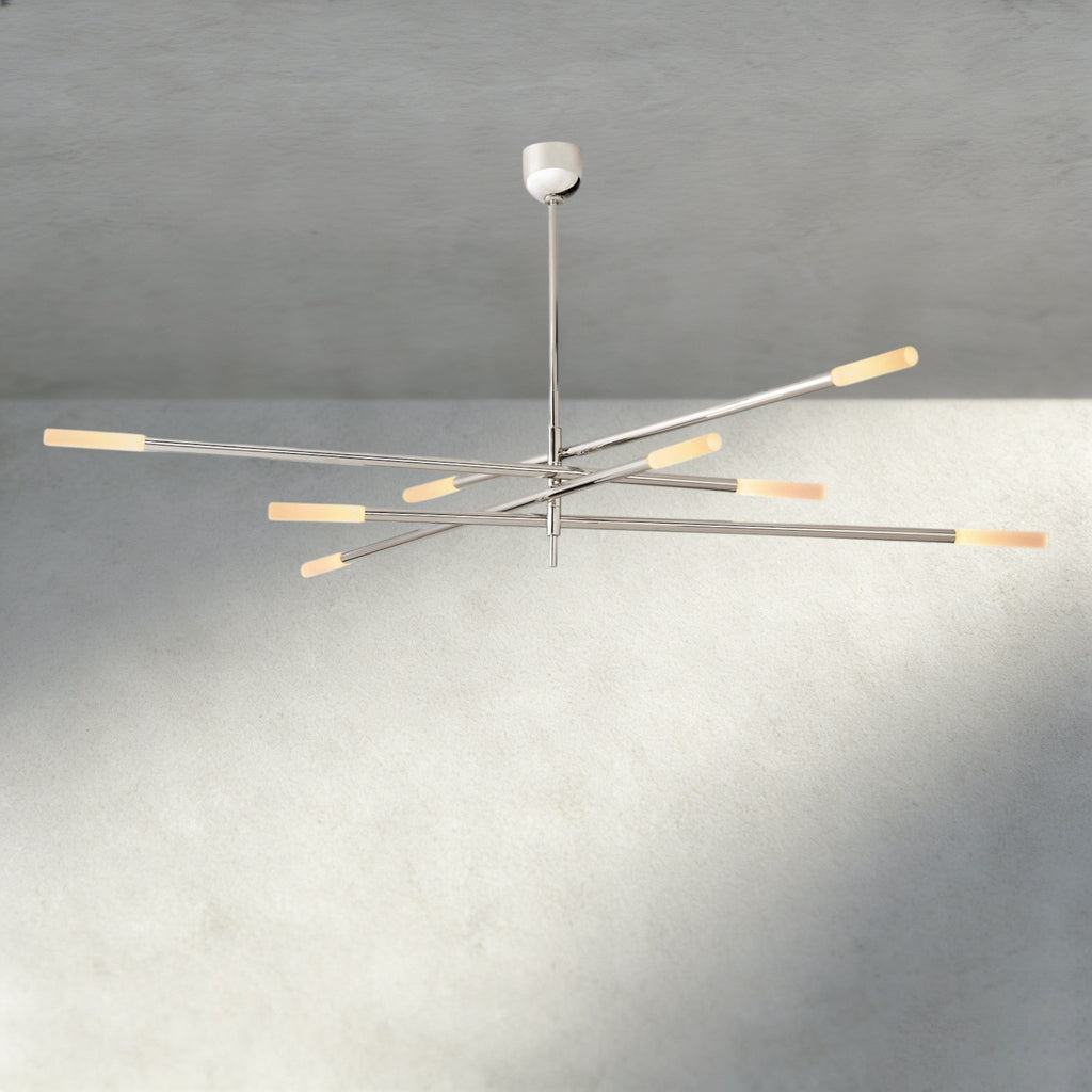 Roasi 8 - Light Mobile Etched Rod Chandelier 65", 80" - fovolighting