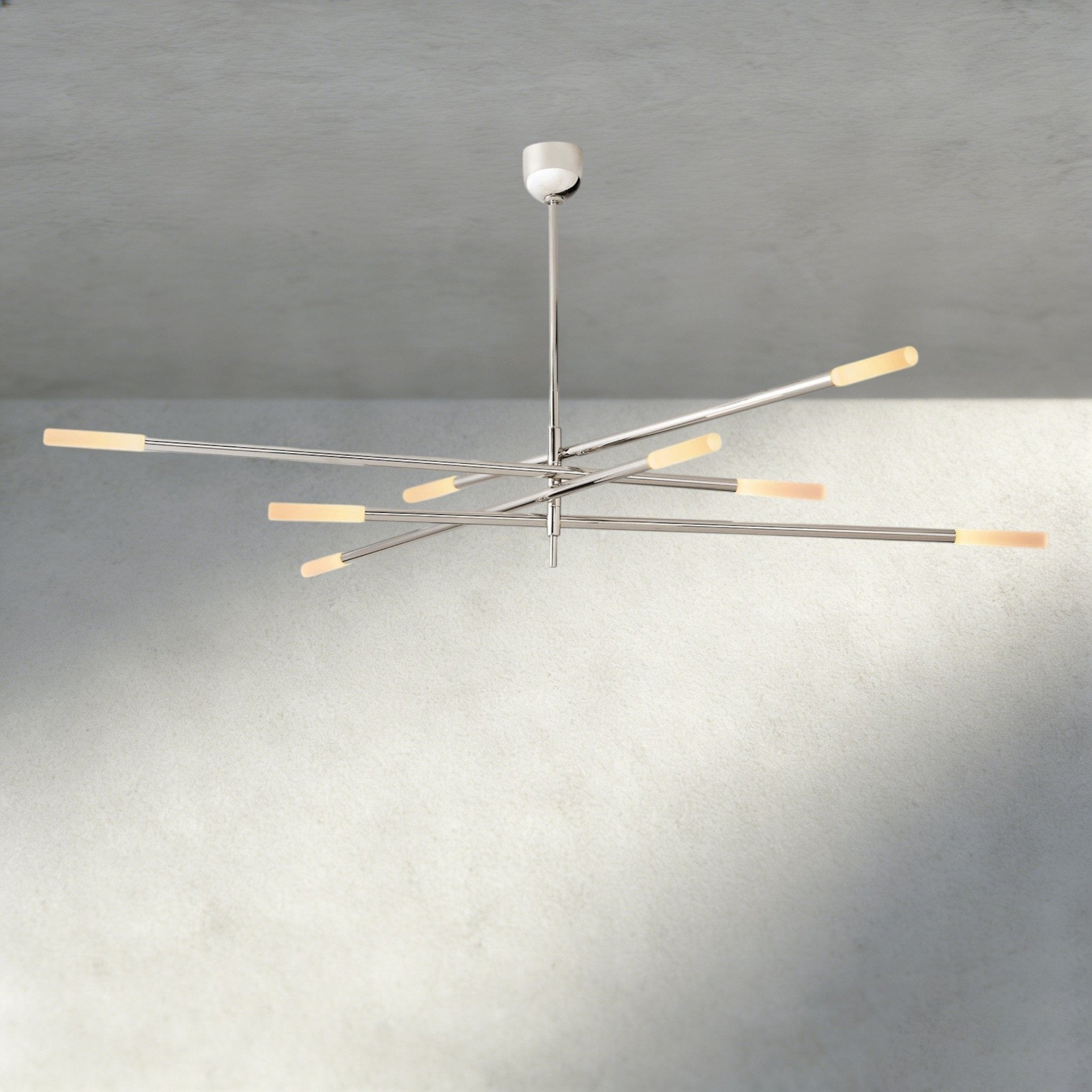 Roasi 8 - Light Mobile Etched Rod Chandelier 65", 80" - fovolighting