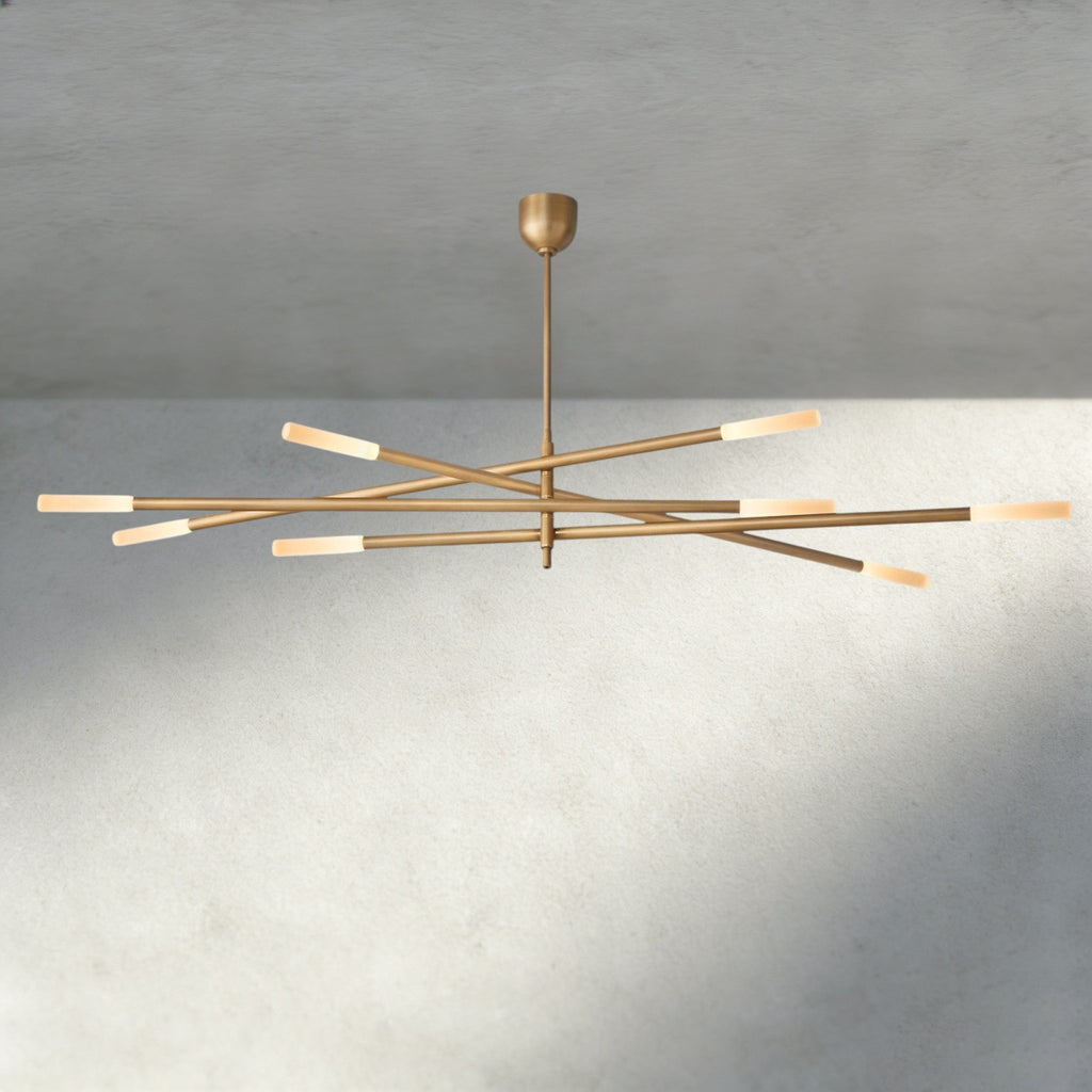 Roasi 8 - Light Mobile Etched Rod Chandelier 65", 80" - fovolighting