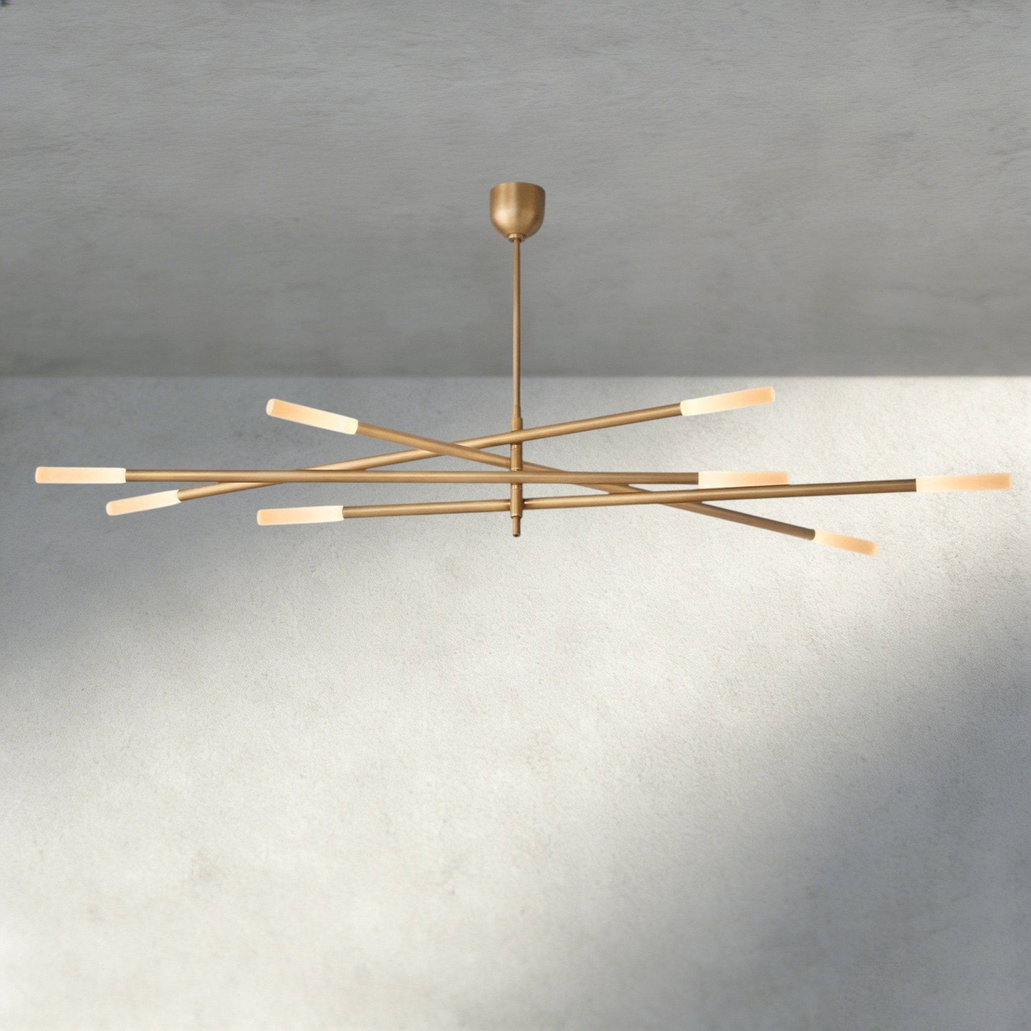 Roasi 8 - Light Mobile Etched Rod Chandelier 65", 80" - fovolighting