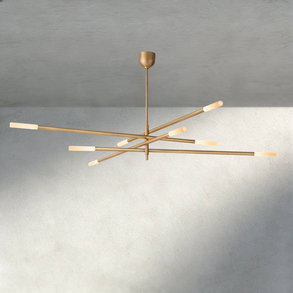 Roasi 8 - Light Mobile Etched Rod Chandelier 65", 80" - fovolighting