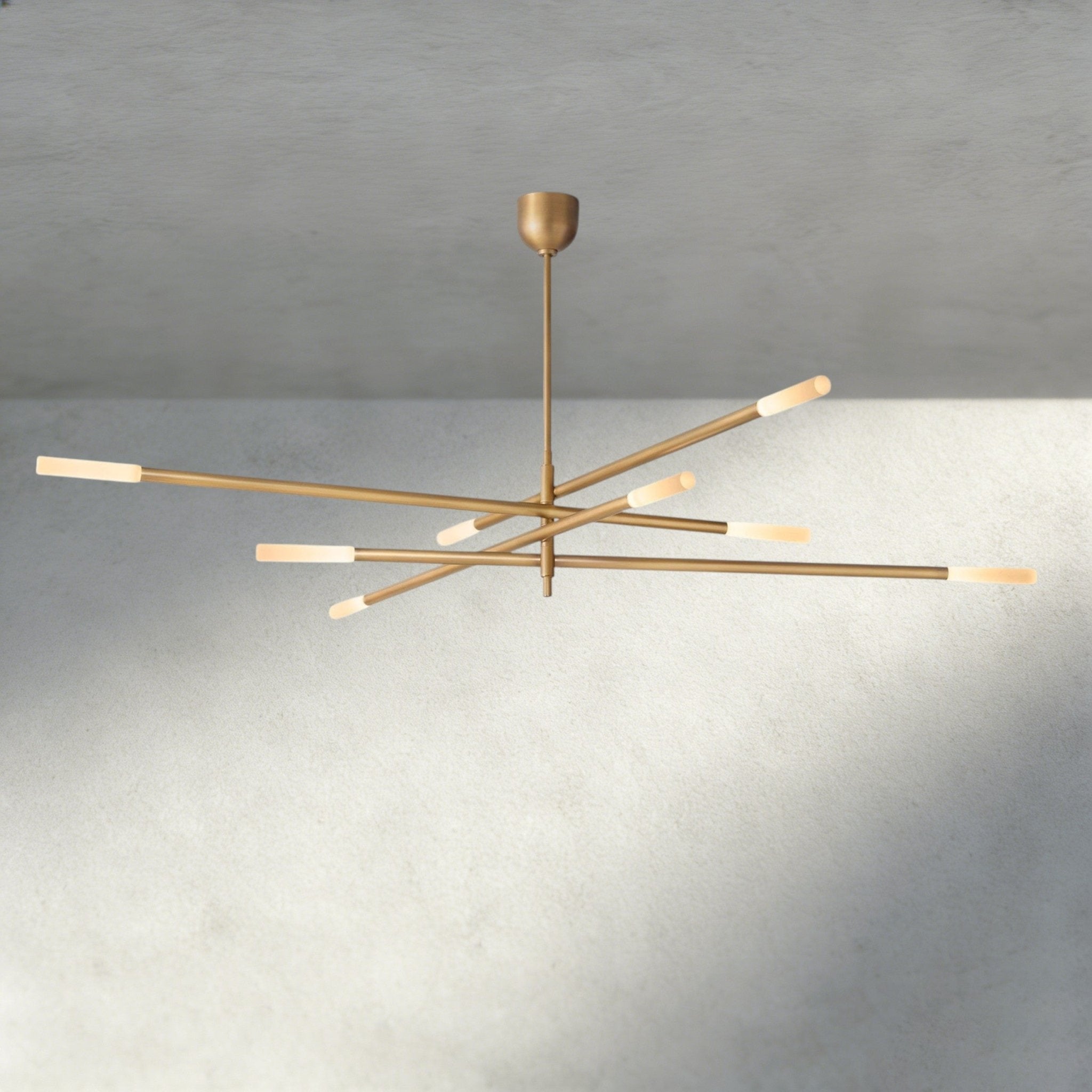 Roasi 8 - Light Mobile Etched Rod Chandelier 65", 80" - fovolighting