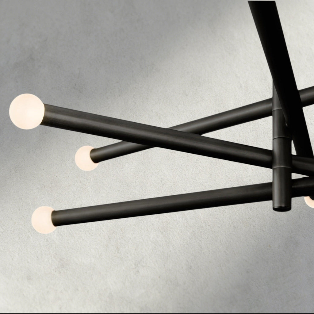 Roasi 8 - Light Mobile Etched Rod Chandelier 65", 80" - fovolighting