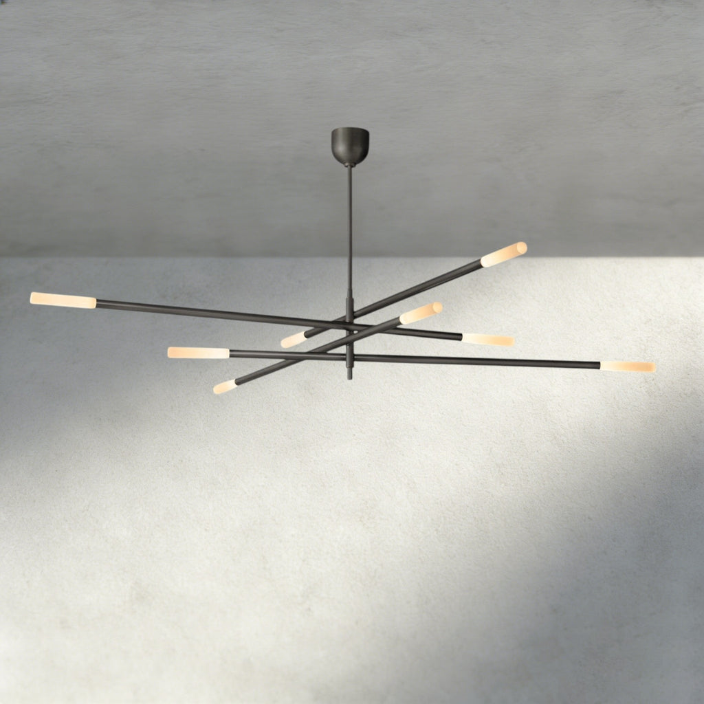 Roasi 8 - Light Mobile Etched Rod Chandelier 65", 80" - fovolighting