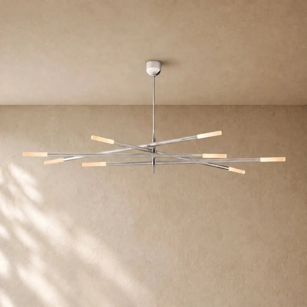 ROASI Mobile Etched Rod Chandelier - 65’’ / Polished Nickel