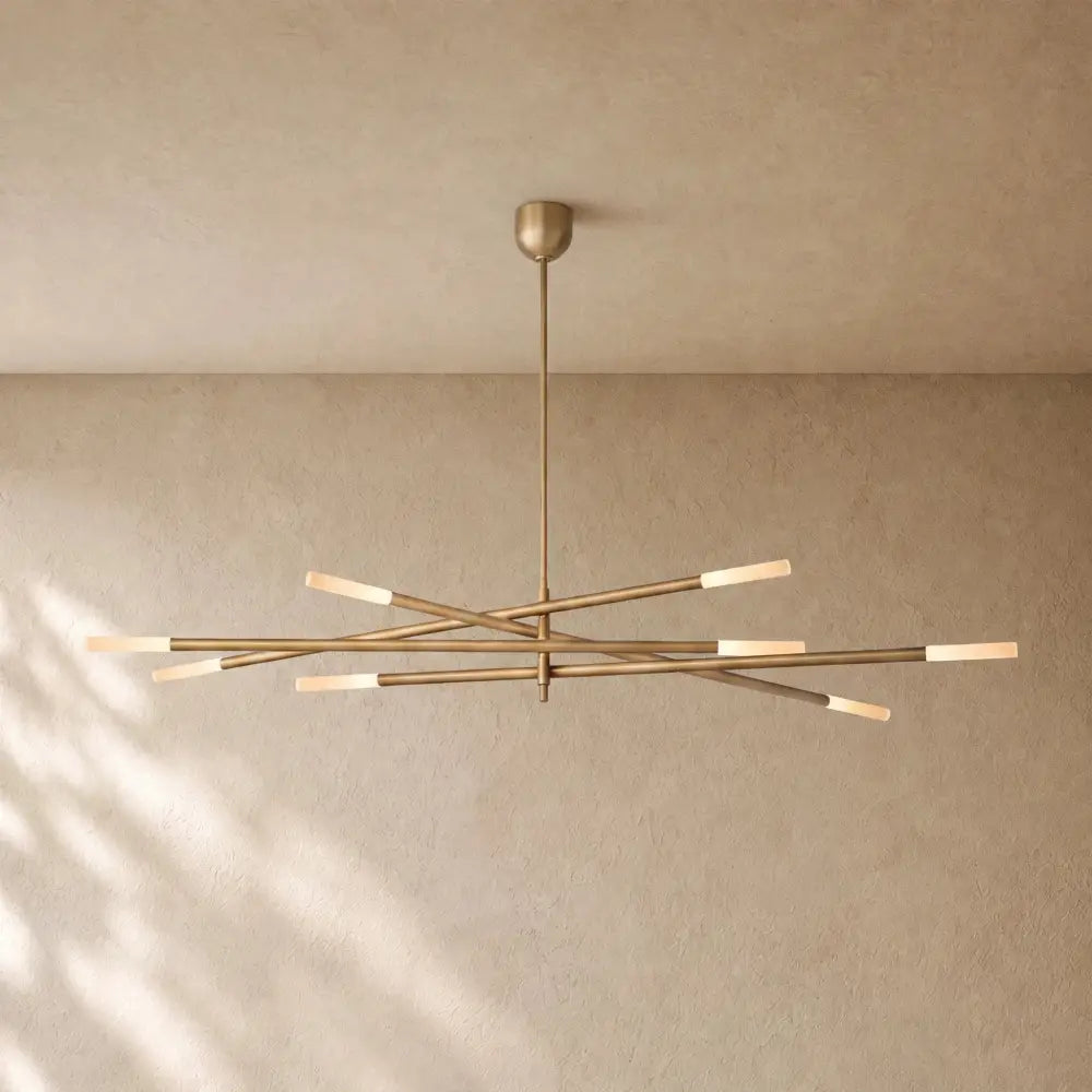 ROASI Mobile Etched Rod Chandelier - 65’’ / Vintage Brass