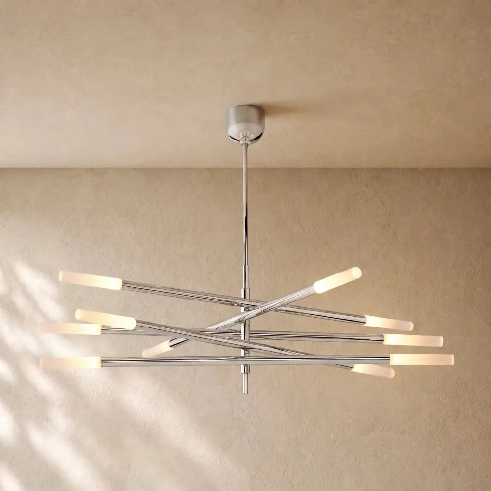 ROASI Mobile Etched Rod Chandelier - 80’’ / Polished Nickel