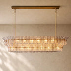 Romanion Glass Linear Chandelier - Antiqued Brass / 72’’ / Clear