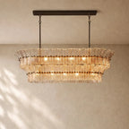 Romanion Glass Linear Chandelier - Bronze / 54’’ / Smoke
