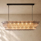 Romanion Glass Linear Chandelier - Bronze / 72’’ / Clear