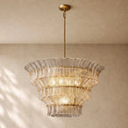 Romanion Glass Round Chandelier - Antiqued Brass / 36’’ / Clear