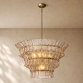 Romanion Glass Round Chandelier - Antiqued Brass / 36’’ / Smoke