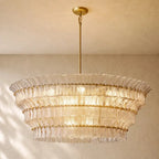 Romanion Glass Round Chandelier - Antiqued Brass / 60’’ / Clear